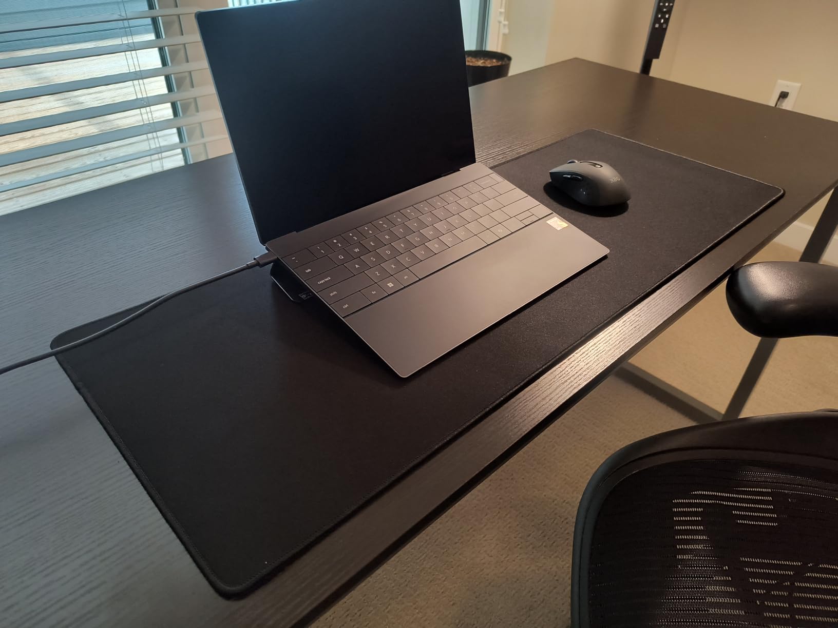 KTRIO Large Gaming Mouse Pad, Desk Mat, 31.5 x 11.8 in, Black Topographic, XL | Smooth Micro-Weave Surface, Artistic Pattern Design, Non-Slip Rubber Base, Durable Stitched Edges, Office & Home Use customer photo 2