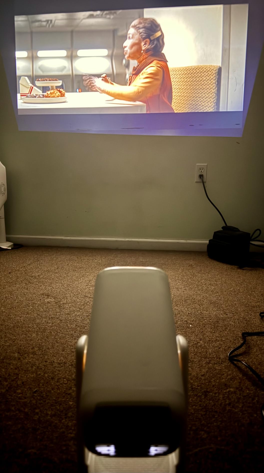 Aurzen Roku TV D1R air USB-C Powered Smart Portable Outdoor Projector White | Roku TV Built-in, WiFi & Bluetooth, Power Bank Supported, Native 1080P, DoIby Audio, Overhead Projector for Home & Outdoor customer photo 1