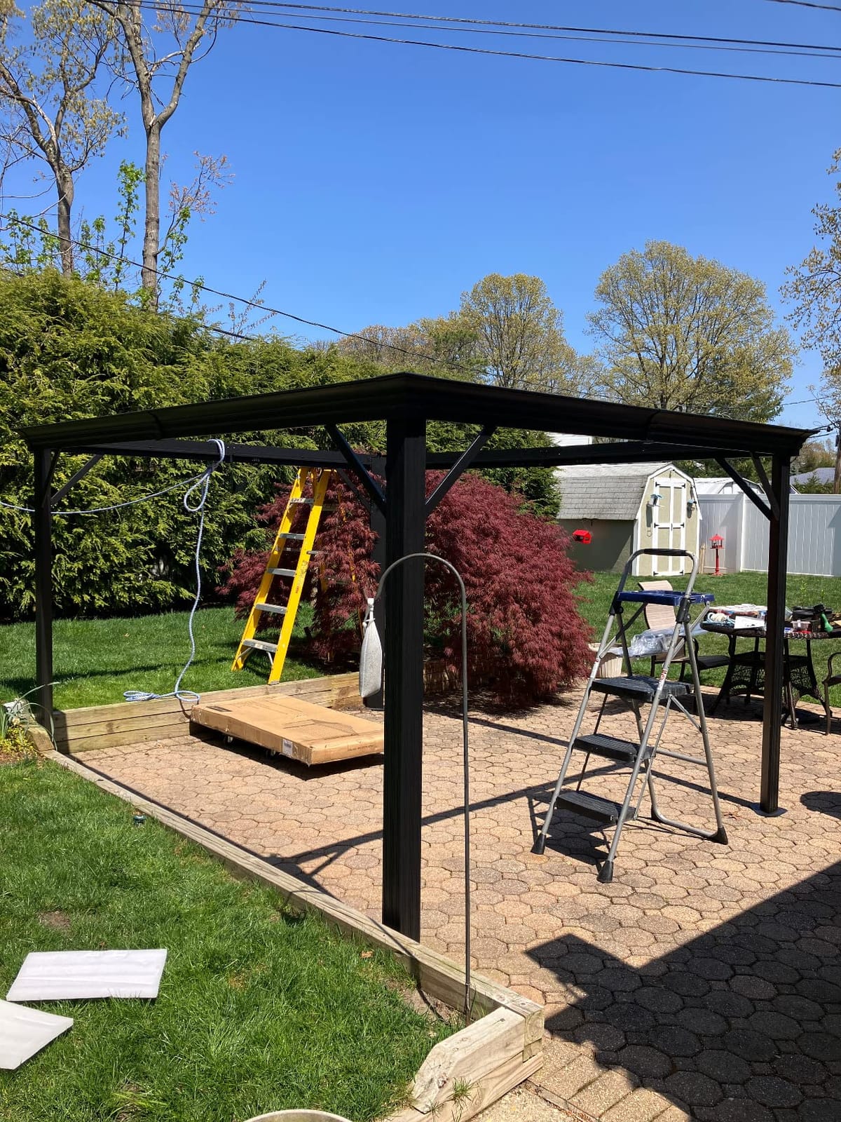 HAPPATIO 10'x12' Outdoor Hardtop Gazebo, Aluminum Gazebo with Double Galvanized Steel Roof, Curtains and Netting for Patio, Backyard, Deck, Lawn, Easy Assembly (Grey) customer photo 2