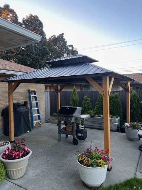 Aoxun 10' x 12' Outdoor Wood Gazebo, Hardtop Gazebo Permanent Wooden Pavilion with Galvanized Steel Double Roof, for Patio, Garden, Deck, Cedar Wood, Natural customer photo 1