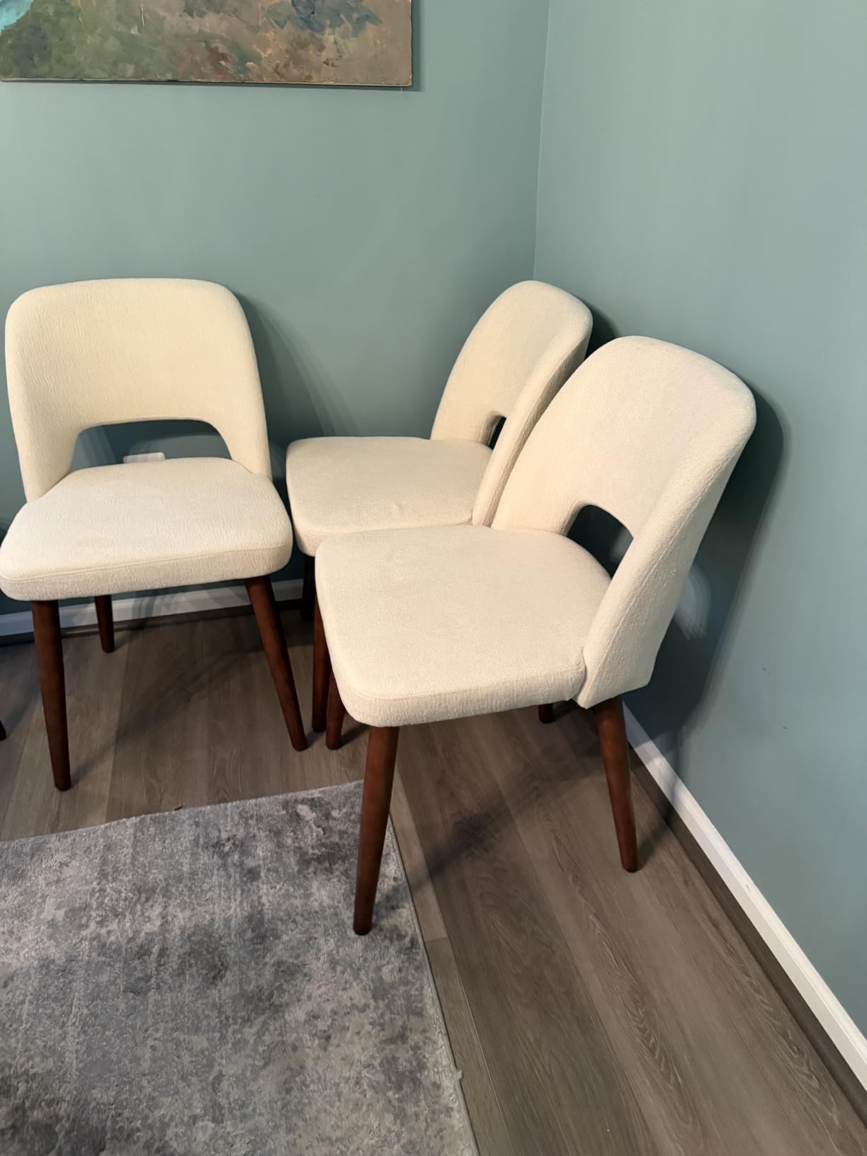 Usaint Wooden Dining Chairs Set of 4, Fabric Dining Room Chairs, Green | Modern Kitchen Chairs with Ergonomic Curved Backrest for Kitchen Dining Room Restaurant, No Wobble, Easy Assembly customer photo 1