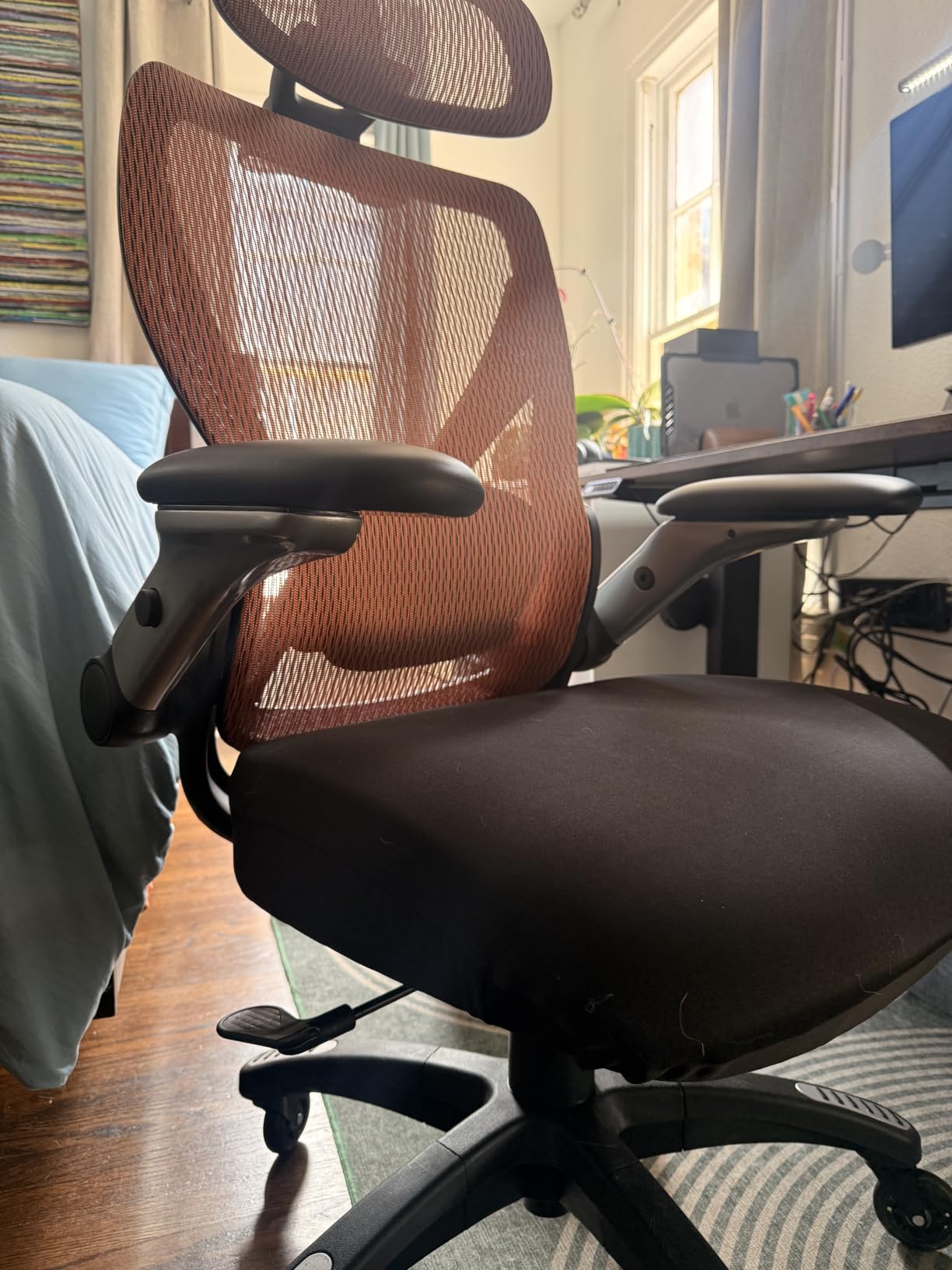 ELABEST X100 Ergonomic Mesh Office Chair with Footrest, Big and Tall Home Desk Chair with 5D Flip-Up Arms, Adjustable 3D Lumbar Support, Gaming & Executive Computer Chair, First Light customer photo 1