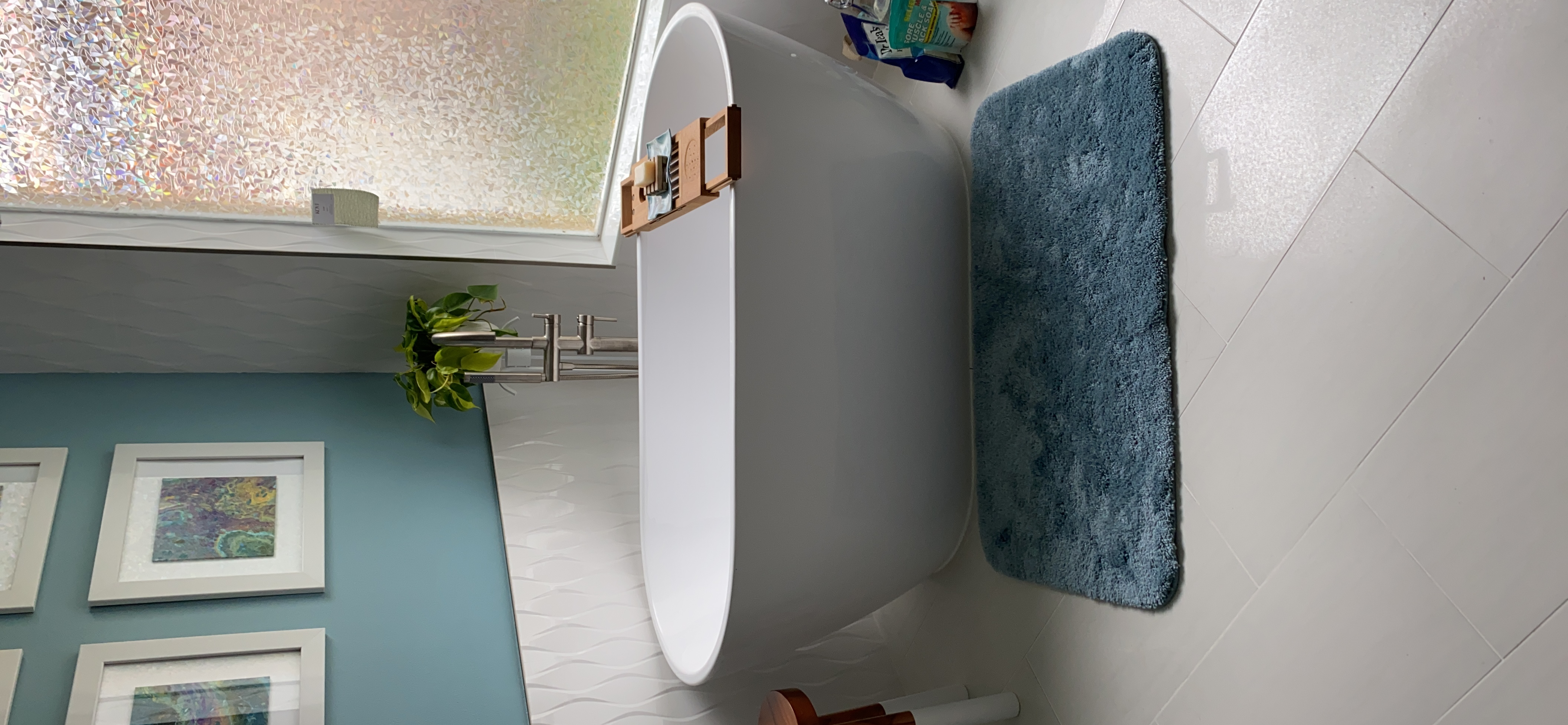 Tahiti 55 Inch Acrylic Freestanding Whirlpool Bathtub, Oval with 8 Air Water SPA Jets, Modern White Stand Alone Jetted Tub, Luxury Acrylic Free Stand Deep Soaking Bath Tub with LED Light customer photo 2