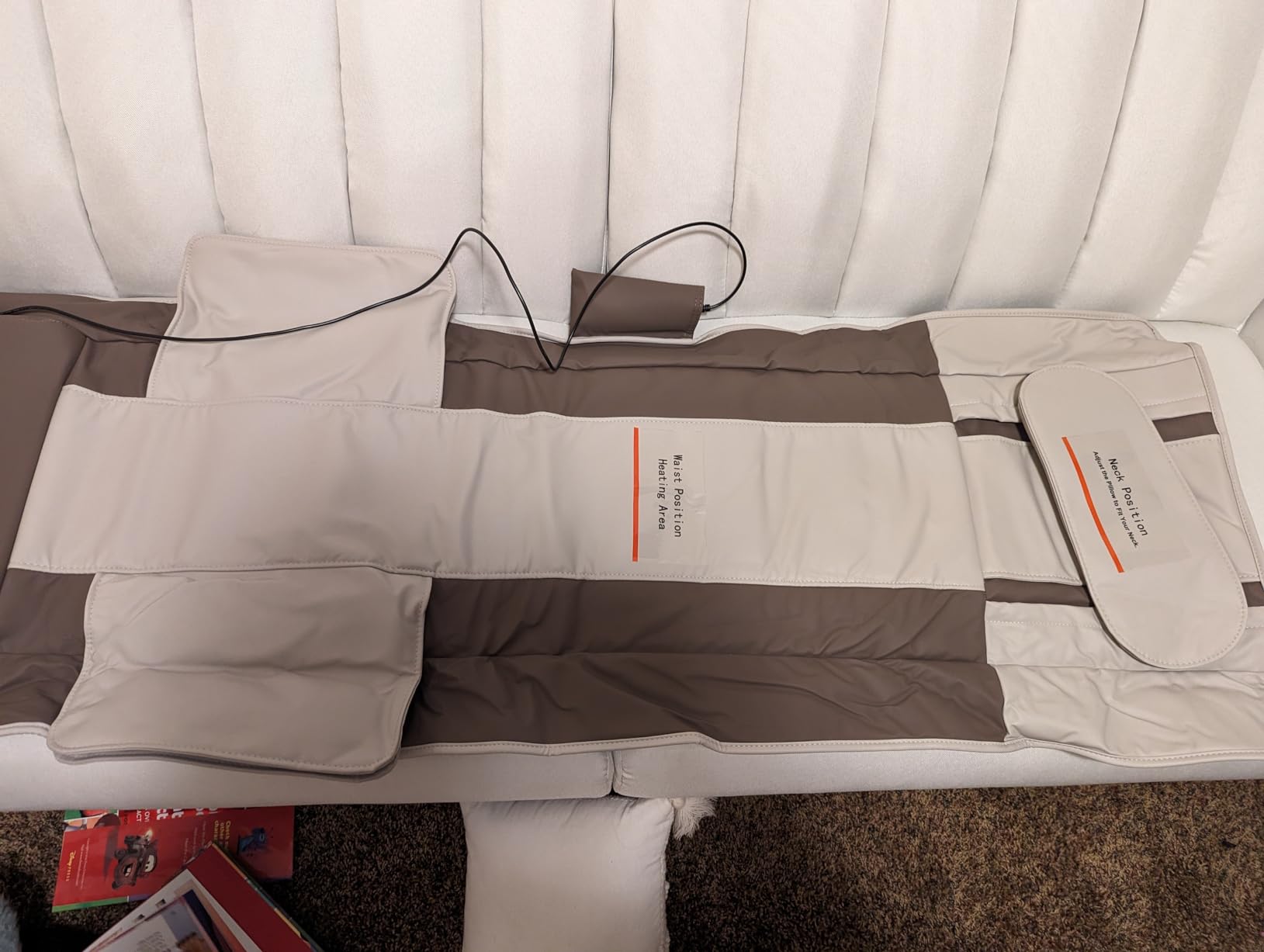Full Body Massage Mat with Heat, 3D Stretching Back Massager Pad for Bed Sofa Floor, Lumbar & Neck Support, 4 Modes 3 Intensities 3 Heat Levels, Portable & Foldable, PU Leather customer photo 1