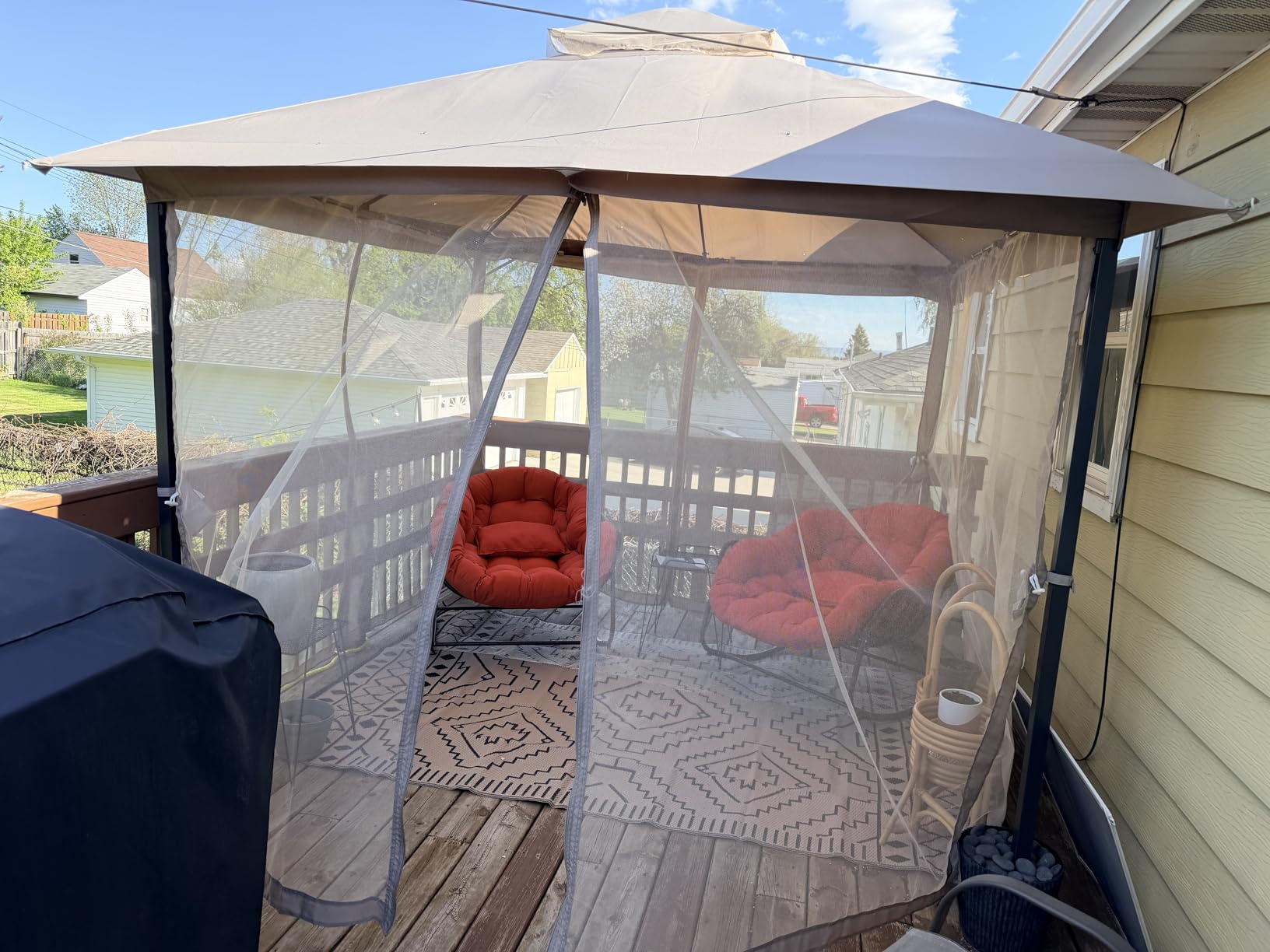 LAUSAINT HOME Gazebo 10x10ft, Heavy Duty Patio Gazebo with Expansion Bolts, Party Canopy Tent with Double Roofs, Mosquito Nettings and Privacy Screens for Backyard, Garden, Lawn, Gray customer photo 1