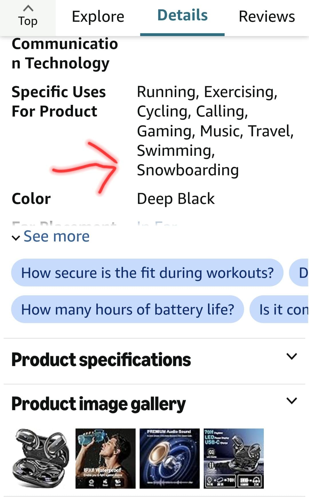 Wireless Earbuds Sport with Earhooks, Bluetooth 5.4 Headphones customer photo 1