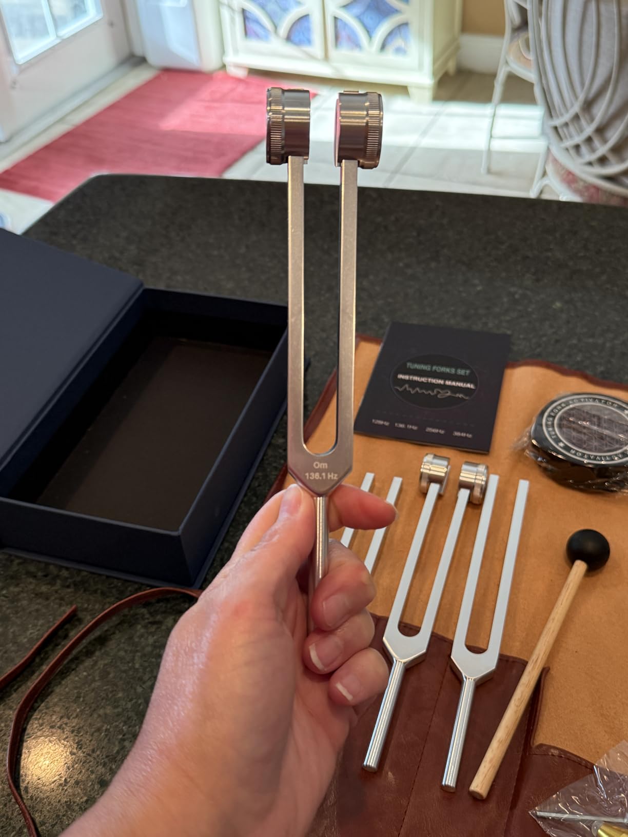Tuning Forks for Healing, 128 Hz, Aluminum Alloy Material 4 Piece Set | 136.1Hz 256Hz 384Hz Weighted Unweighted for Chakra Sound Therapy Meditation Yoga Stress Relief Sleep with Activator & Pouch customer photo 1