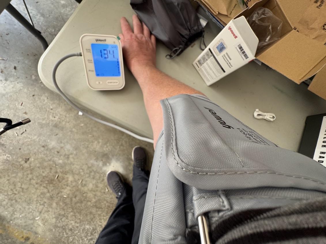 yuwell Bluetooth Blood Pressure Monitor, Extra Large Cuff for Home Use | Accurate, rechargeable battery, 3-Color Backlit Display, voice-guided, and free app for iOS & Android customer photo 2