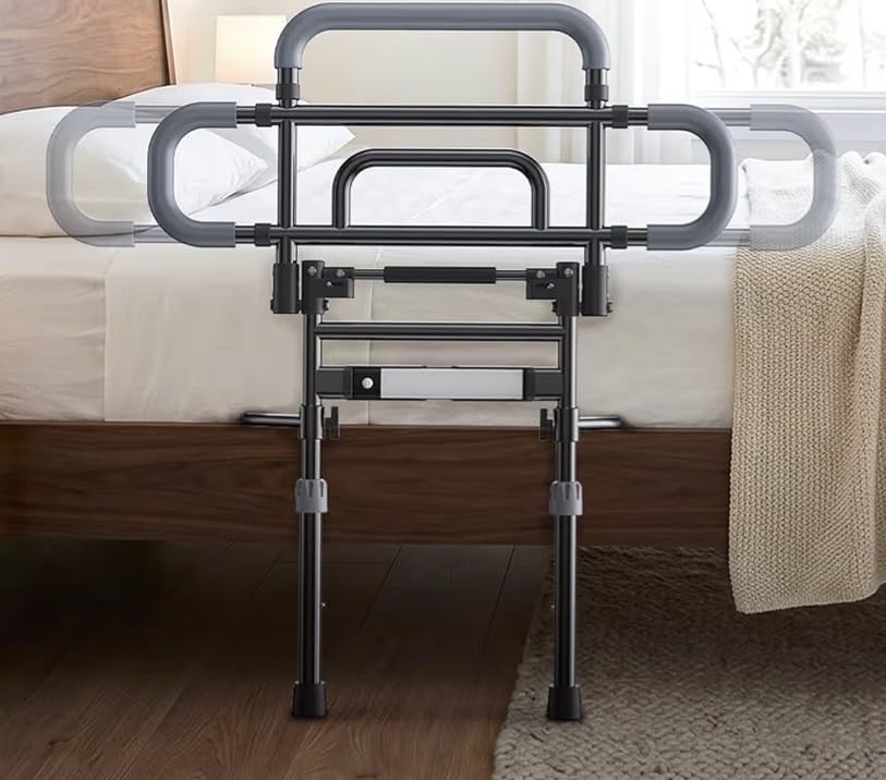 Bed Rails for Elderly Adults Safety, 180° Foldable Bed Rail with Adjustable Height & Width, 350lb Load, Extra-High Design, Wide Base, LED Light & Storage Pockets - Fits King/Queen/Full/Twin Beds customer photo 1