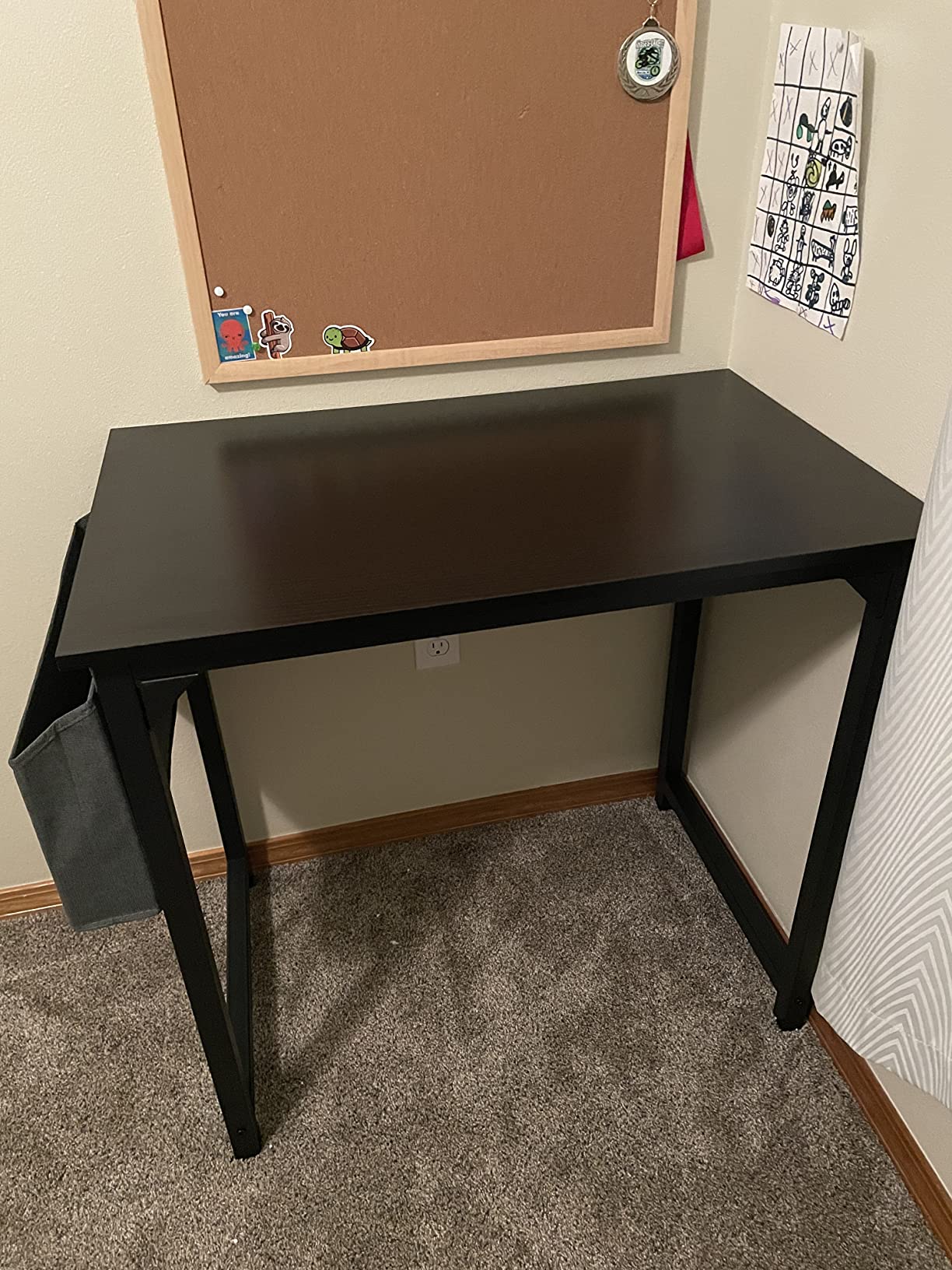 DUMOS Standing Desk with Wheels, Rolling Desk, Laptop Table with Adjustable Height, Tilting Desktop (Black) customer photo 1