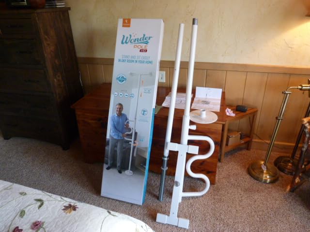 Stander Wonder Pole HD, Heavy Duty Security Pole and Curve Grab Bar, Tension Mounted Floor to Ceiling Transfer Pole for Seniors & Elderly Adults, Bariatric Bath Safety Assist Rail, Supports 400 lbs customer photo 1