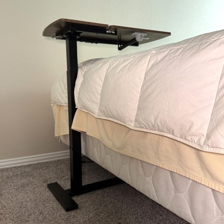 Sakugi Overbed Bedside Table with Wheels, Right-Side Tilt Top, Laptop Desk | Home & Office, Hospital Bed Table, Rolling Bed Tray, Height Adjustable customer photo 1