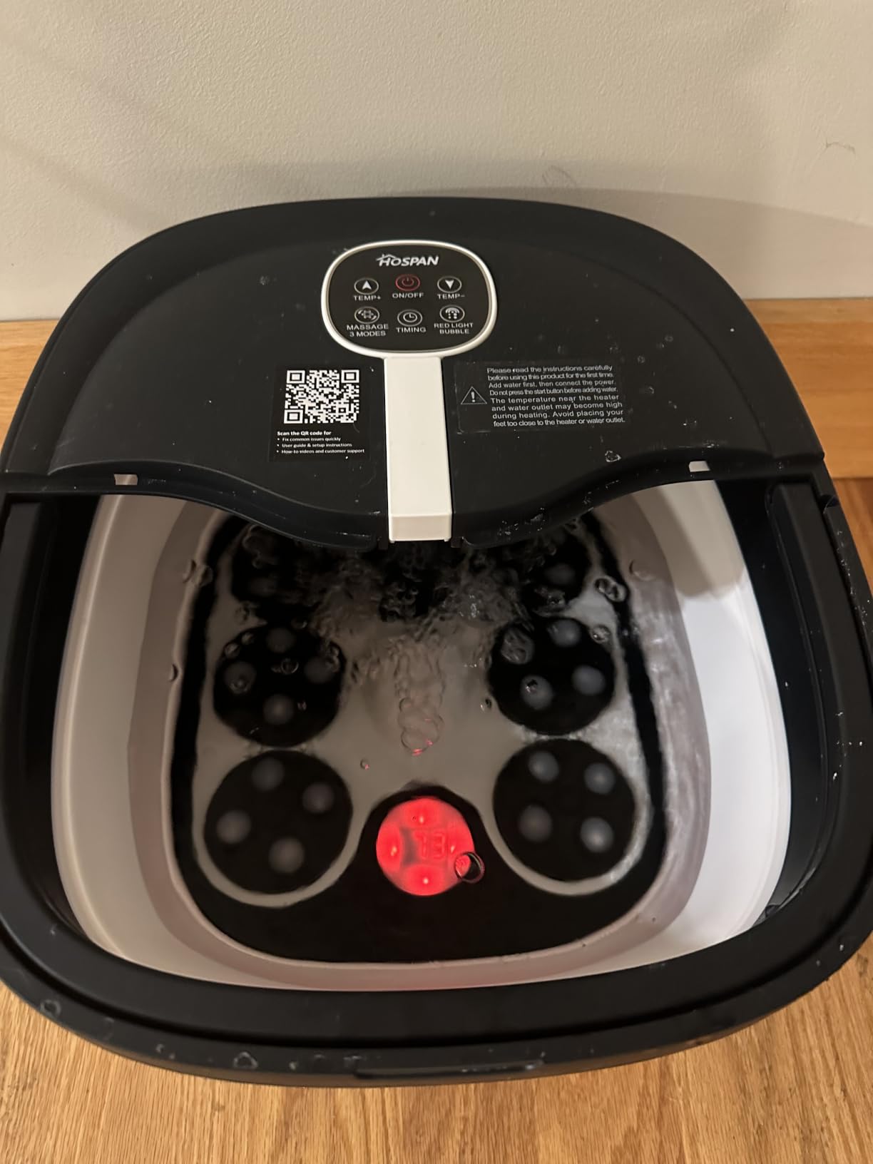 HOSPAN Collapsible Foot Spa Electric Rotary Massage, Foot Bath with Heat, Bubble, Remote, and 24 Motorized Shiatsu Massage Balls - FS02A customer photo 1