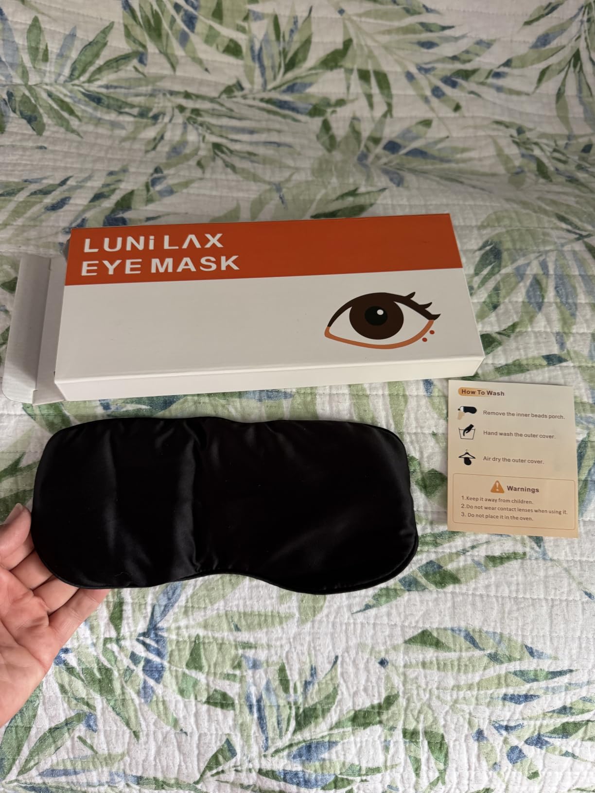 Silk Weighted Eye Mask for Deep Sleep, 6.35oz Moderate Weighted Sleep Mask for Migraines, 100% Blackout Face Mask, No Pressure On Eyeballs, Washable Cover Adjustable Strap for Side Sleeper Travel Nap customer photo 2
