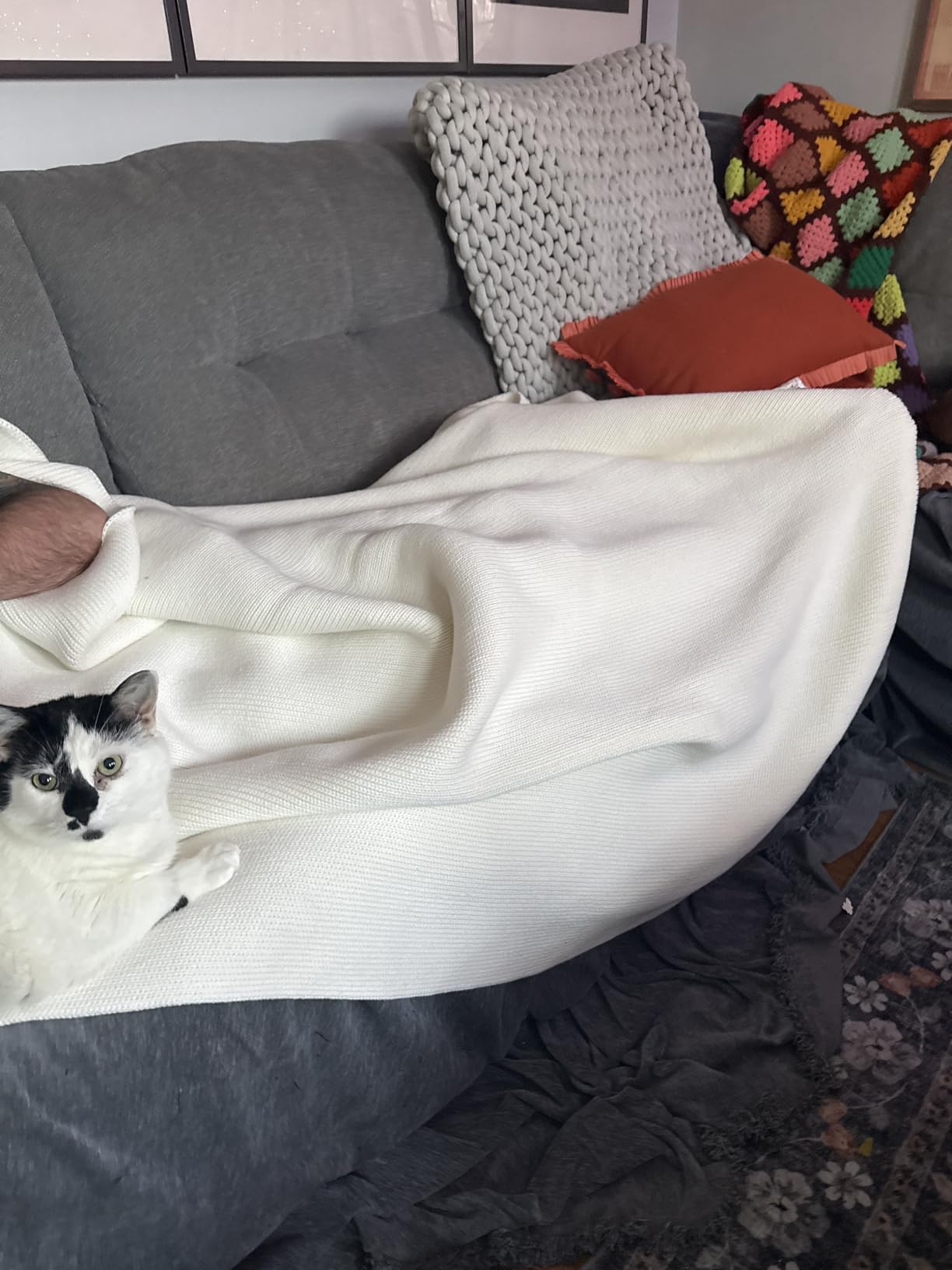 Knitted Weighted Blanket for Adults, Chunky Knit Heavy Cotton Blanket, Christmas & Birthday Presents Gifts for Women Mom, Cooling, Breathable, Sustainable, Machine Washable, Gray 62