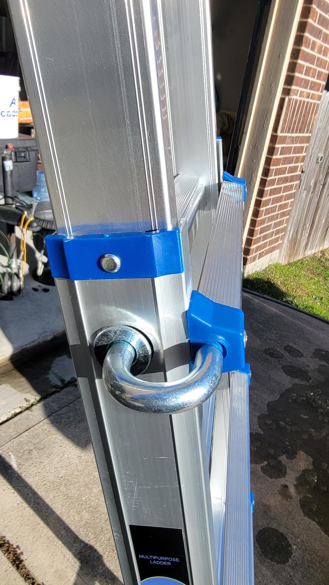 Ladder, Multi-Position Telescoping Ladder with Wheels, 17 FT, Blue | 5-in-1 modes, aluminum alloy frame, locking hinges, stabilizer bar, anti-slip feet for gutters, walls and outdoor DIY customer photo 2