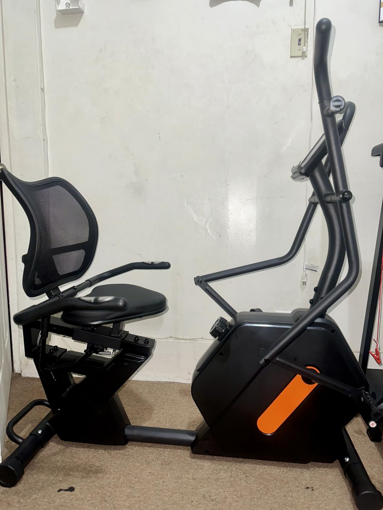 Kawnina Recumbent Exercise Bike for Home with Arm Exerciser, 420 lbs | Heavy-duty stationary bike with ergonomic mesh backrest, adjustable seat rail, arm exerciser & 16-level magnetic resistance. customer photo 2