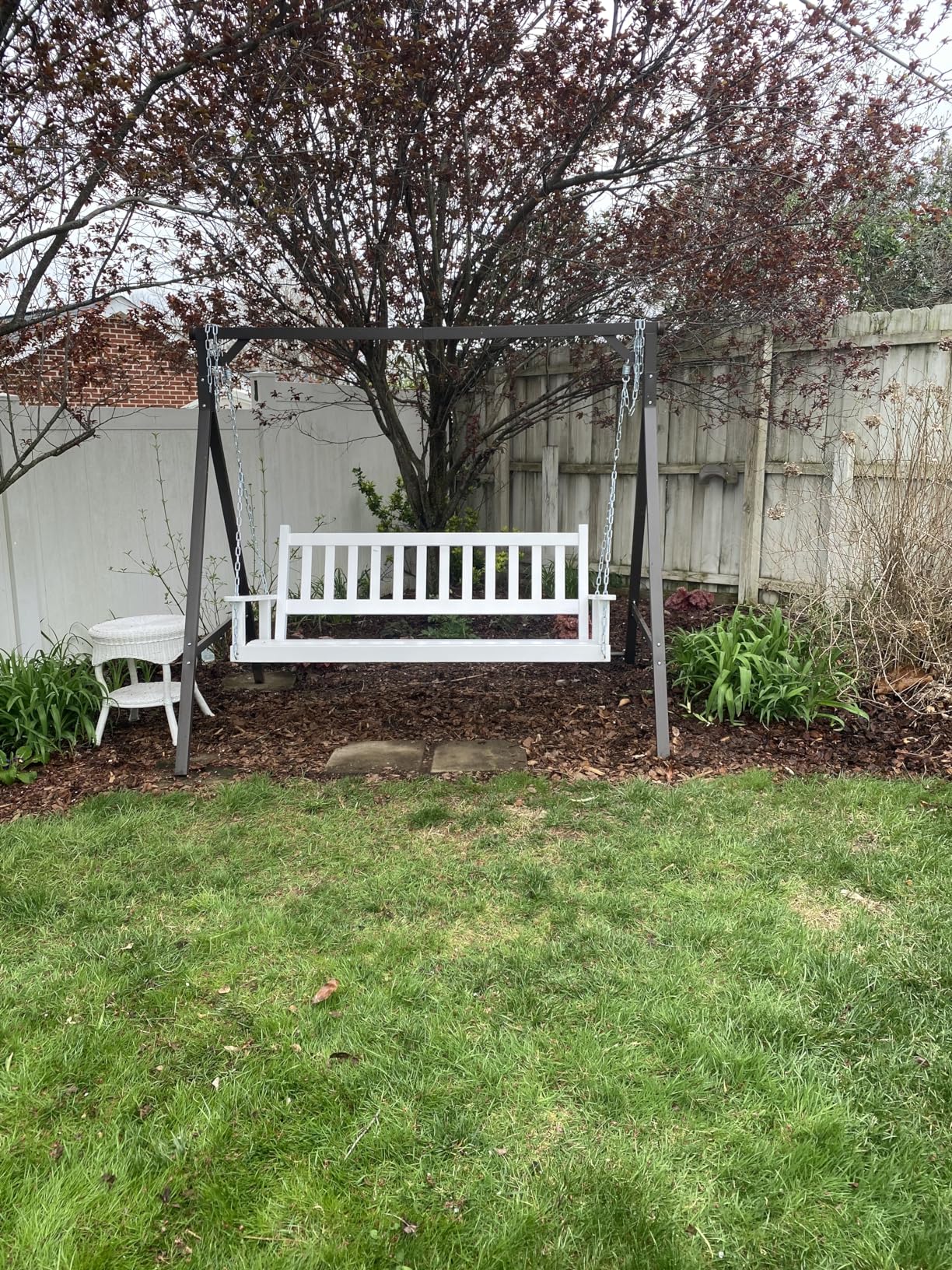 MUPATER 5FT Outdoor Wooden Porch Swing, 3-Person Patio Swing Bench | Patio Swing Chair with Hanging Chains, Heavy Duty 793lbs Capacity, Swing Bench for Garden and Backyard, Rustic customer photo 2