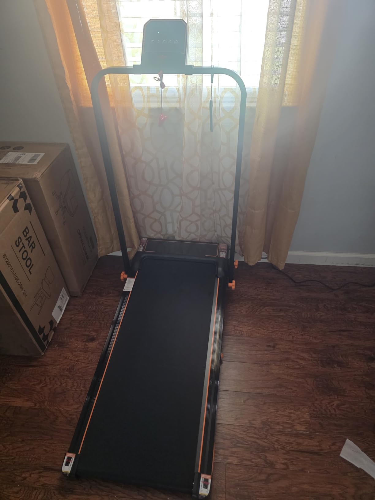 Walking Pad Treadmill with 15% Incline & Dual LED Display, 4 in 1 Walking Pad with Handle Bar, 3.5HP Foldable Treadmill with Incline, Treadmills for Home 350LBS, 4 Adjustable Incline, RGB Light customer photo 2