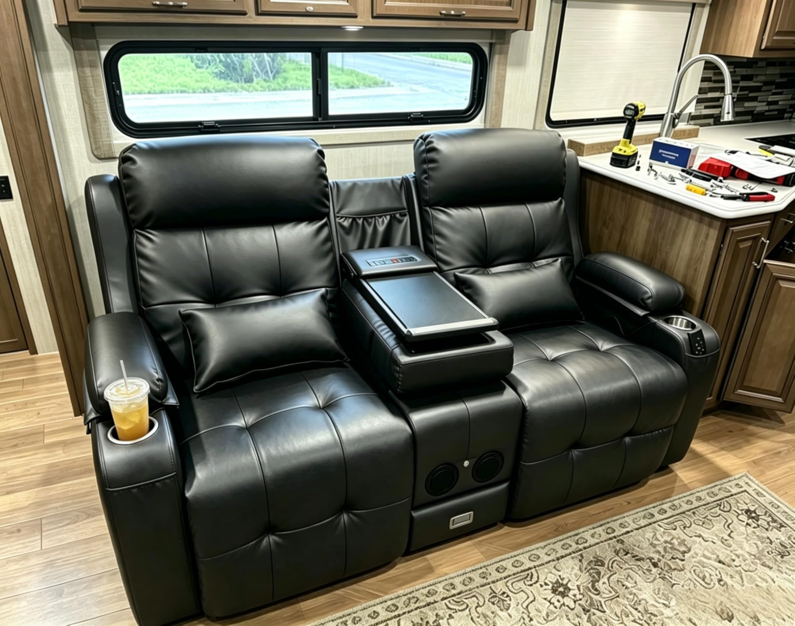 Home Theater Seating, Power Recliner Sofa Single Chair with Massage & Heat | Wall Hugger Reclining Single Chairs with USB, RV Furniture with LED Lights, Cup Holders for Movie Theater, Gaming Room customer photo 2