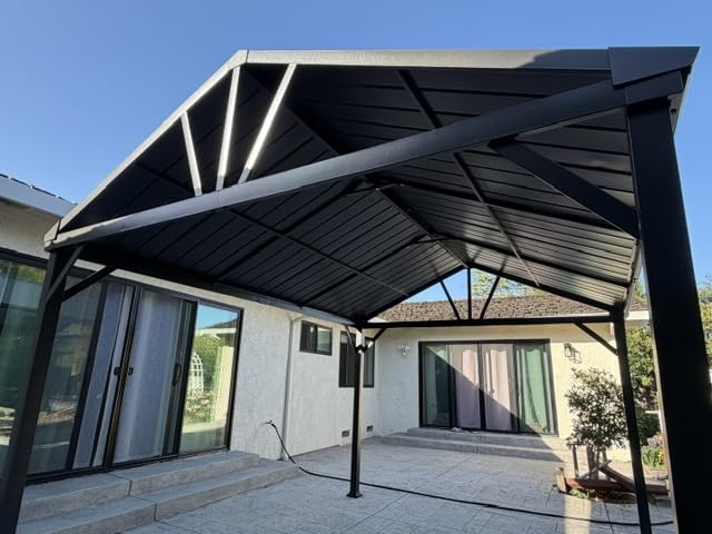 Aoxun 10'x12' Hardtop Gazebo, Permanent Outdoor Pavilion with Galvanized Steel Gable Roof, Heavy Duty Metal Frame Shade Shelter for Patio, Backyard, Garden & Deck customer photo 2