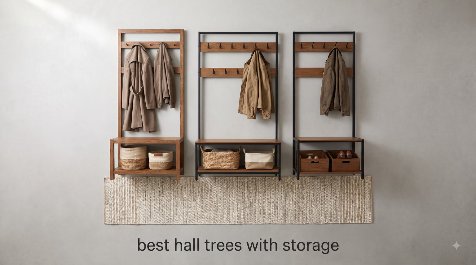 best hall trees with storage