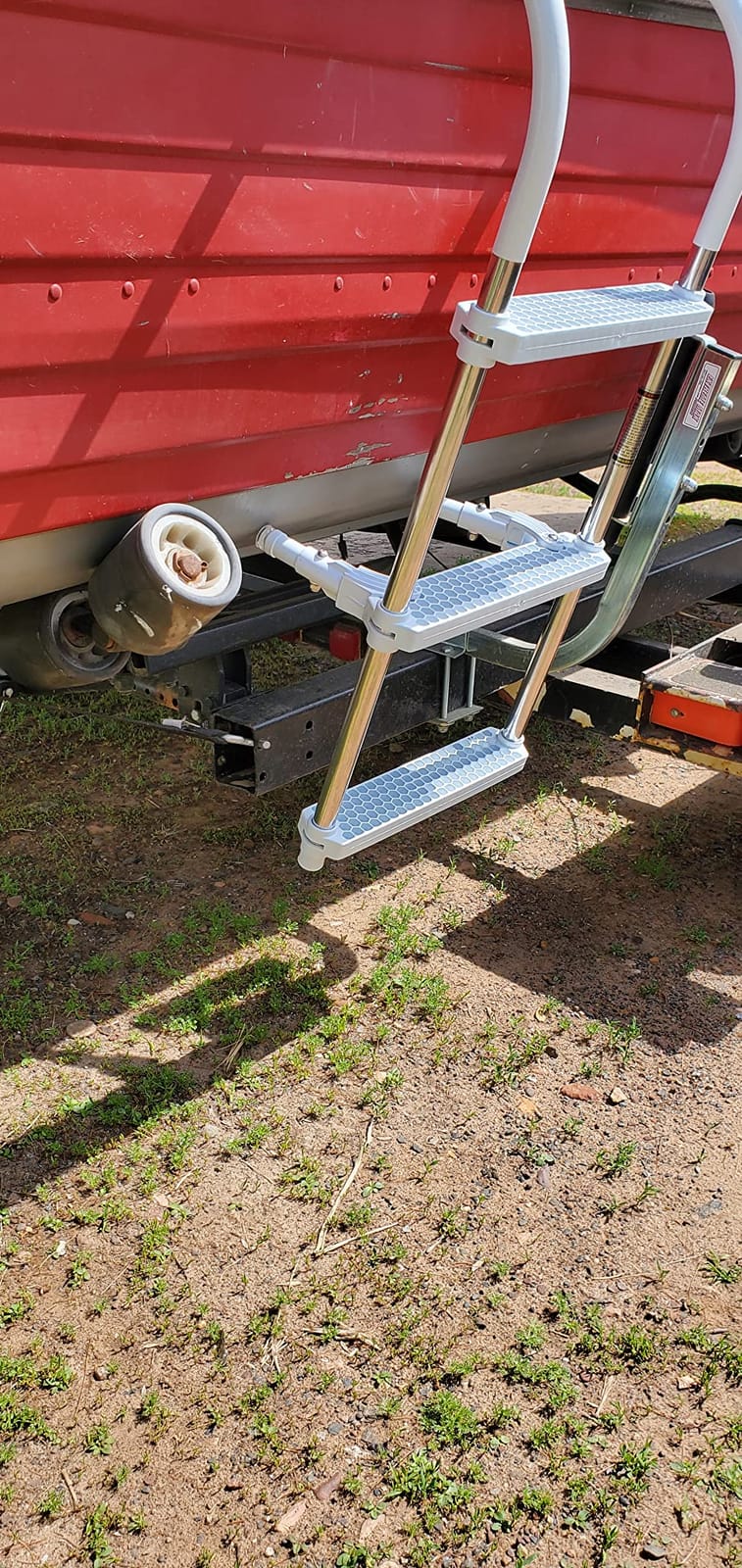 DotLine Boat Aluminum 3 Step Ladder – Folding Gunwale Hook Design, 11