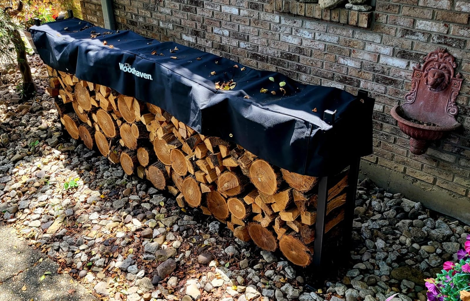 Woodhaven 8-Foot Raised Firewood Rack w/Cover, 1/2 Cord | Made in USA customer photo 1