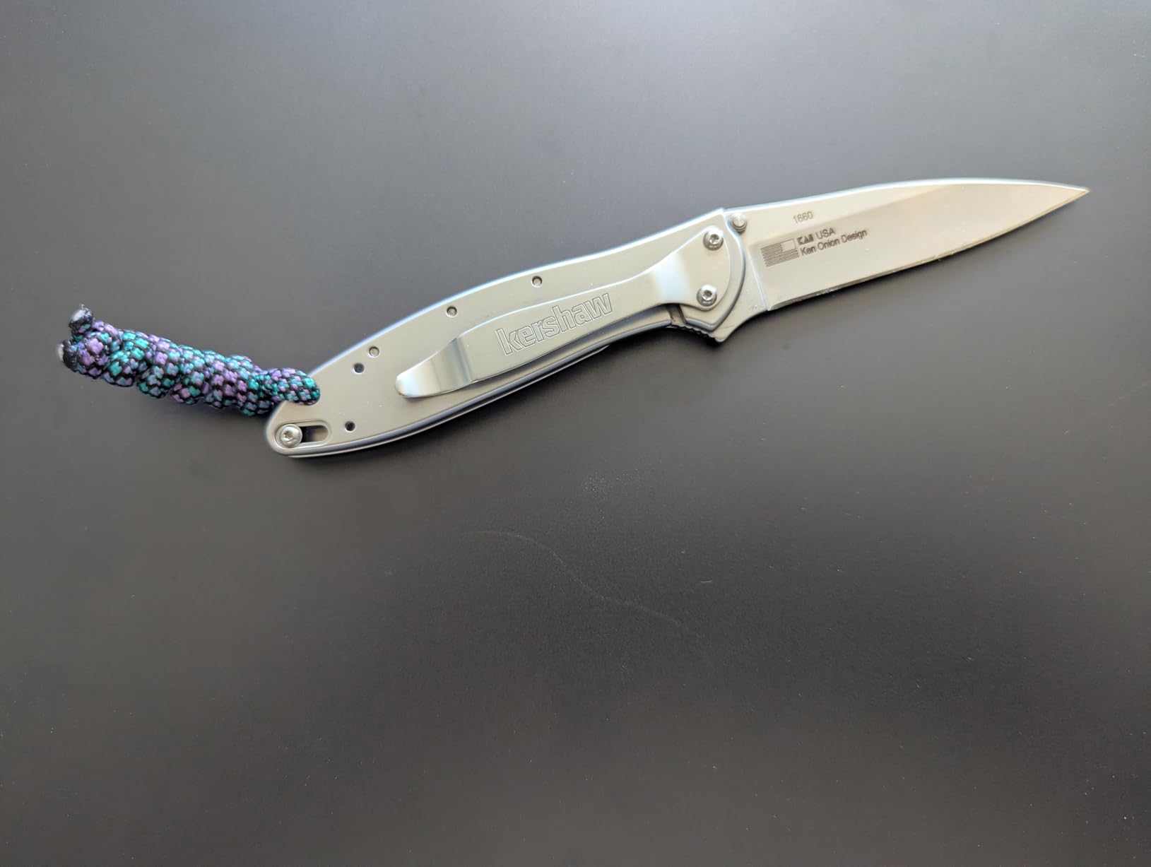 Kershaw Leek, BlackWash Pocket Knife (1660BLKW); 3 Sandvik 14C28N Steel Blade, 410 Stainless Steel Handle, BlackWash Finish, SpeedSafe Assisted Open, Frame and Tip Locks, Reversible Pocketclip; 3 OZ customer photo 1