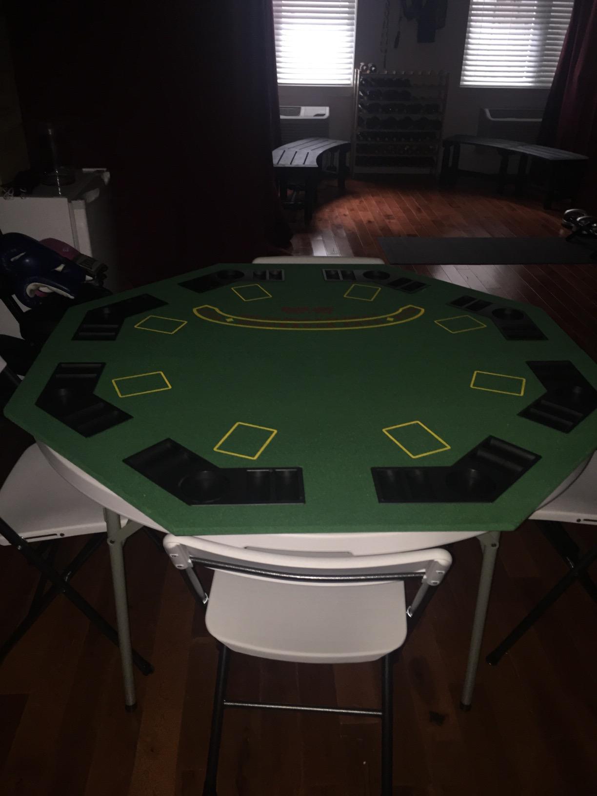 Folding Poker Table Top – 48-Inch Solid Wood Topper – Space for 8 Players – Blackjack Table with Built-in Cupholders and Chip Trays by Trademark Poker customer photo 1