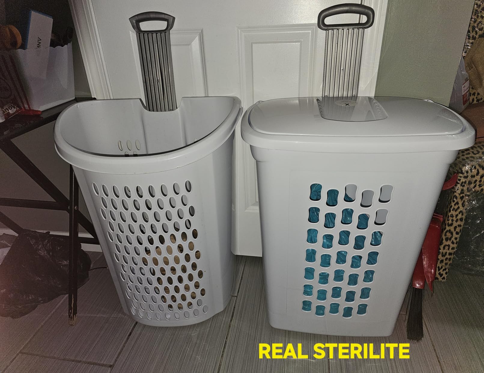 Sterilite Ultra Wheeled Laundry Hamper with Lid, Handle and Wheels for Easy Rolling of Clothes to and from the Laundry Room, Plastic, White, 1-Pack, Portable customer photo 1