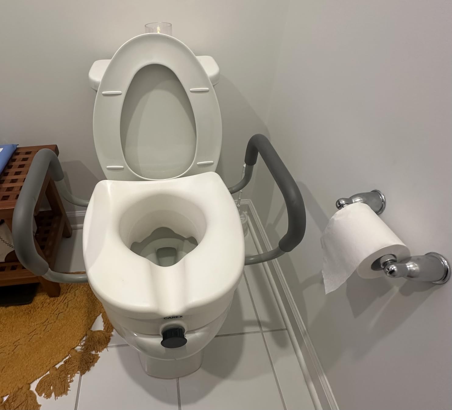 Carex E-Z Lock Raised Toilet Seat With Handles, 5