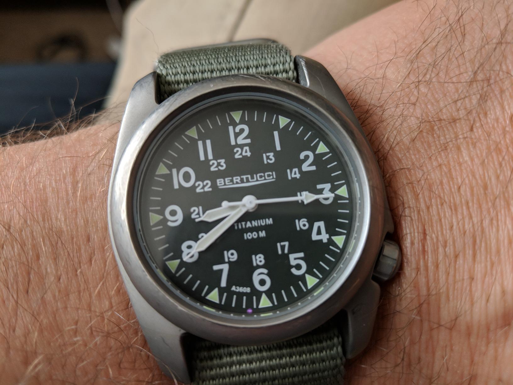 BERTUCCI A-2T Vintage Watch | Green Dial | Swiss Super Luminous Technology | Blending Vintage U.S Military and Titanium Innovation | Built for Performance | 12030 customer photo 2