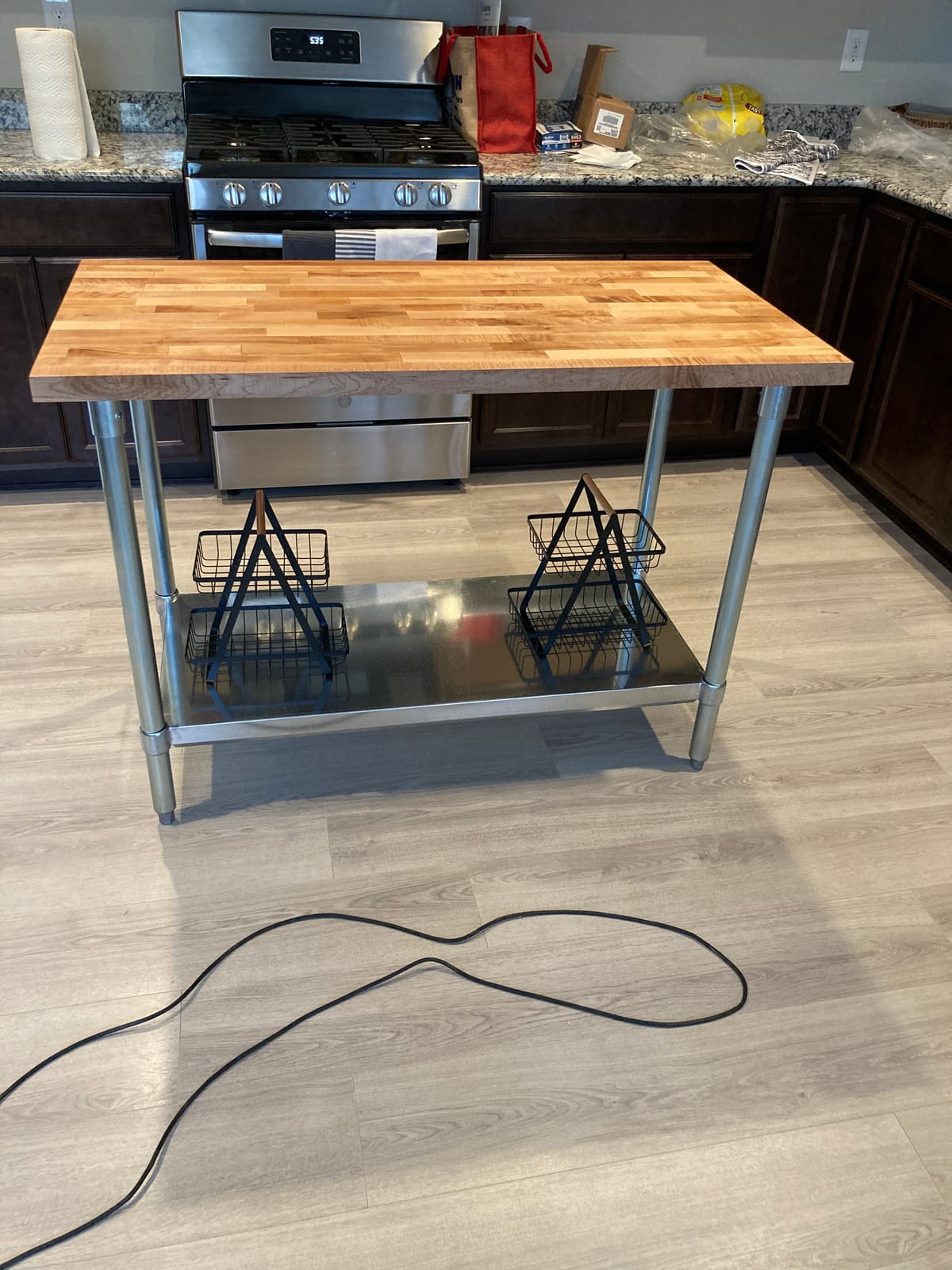 John Boos JNS02 Maple Top Work Table with Galvanized Base and Shelf, 48