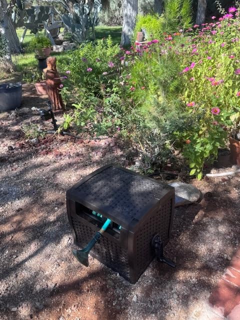 Suncast 175 ft. Wicker Style Resin Hose Hideaway with Hose Guide, Java, Made in the USA customer photo 1