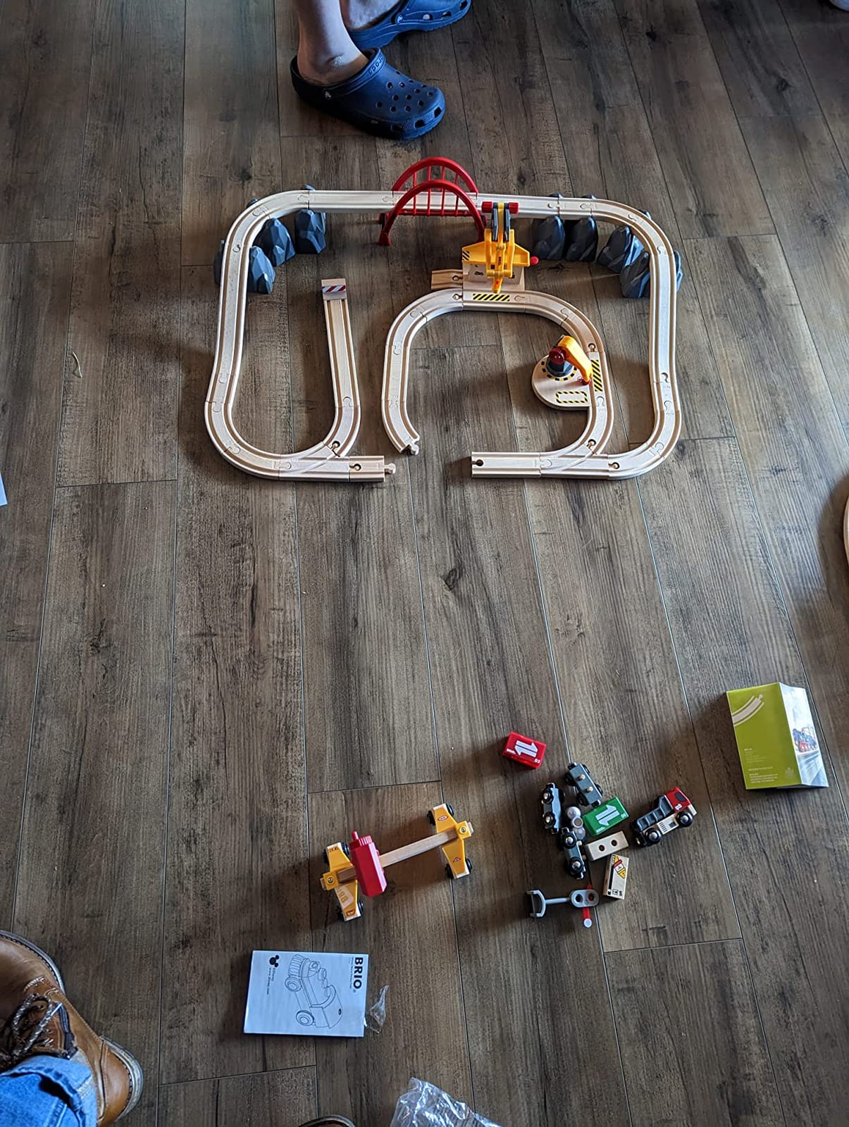 BRIO World Cargo Railway Deluxe - Wooden Track Train Set - Battery-Powered Engine, 3 Cranes, Bridge, Truck - Kids Ages 3+ - Compatible with All Wooden Rail Sets - FSC Certified Wood - 54-Pieces customer photo 2