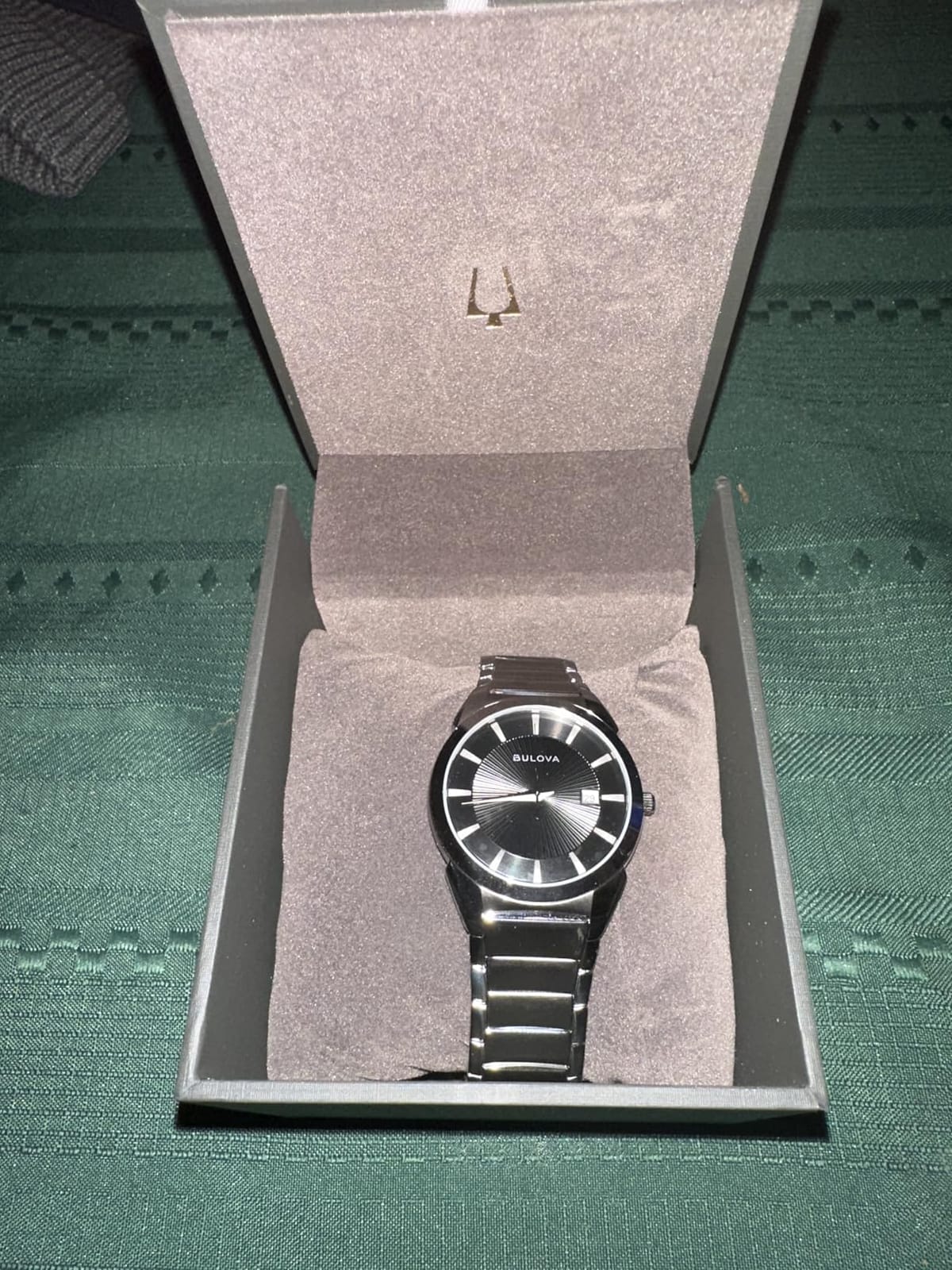 Bulova Men's 3-Hand Calendar Date Quartz Watch, Patterned Dial, 38mm, Style: 96B149 customer photo 2