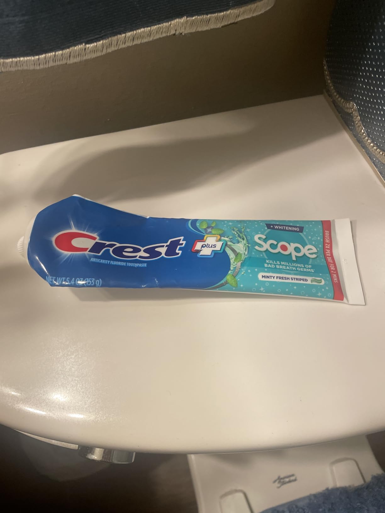 Crest + Scope Whitening Toothpaste - Pack of 3, 5.4 Oz Tubes - Anticavity Fluoride Toothpaste, Fresh Breath, Kills Germs - Tartar Protection, Enamel Protection - Minty Fresh Flavor customer photo 2