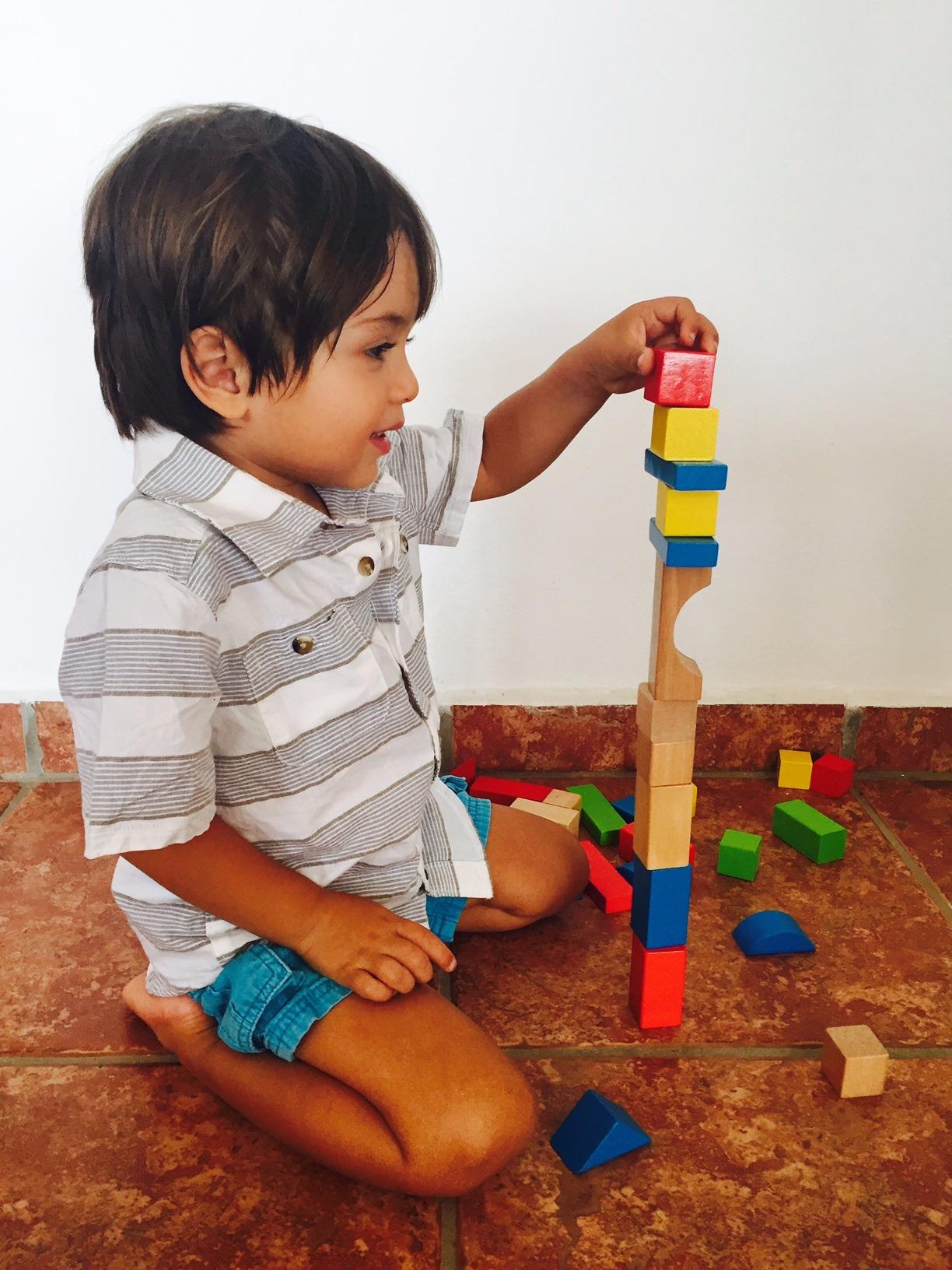 Hape Maple Wood Kids Building Blocks Stacking Wooden Block Educational Toy Set for Toddlers, 50 Brightly Colored Pieces in Assorted Shapes and Sizes customer photo 2