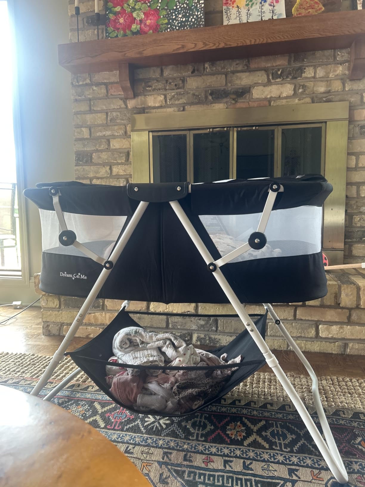 Dream On Me Karley Portable Infant Bassinet, Double Mesh Canopy, Blue/Grey customer photo 2