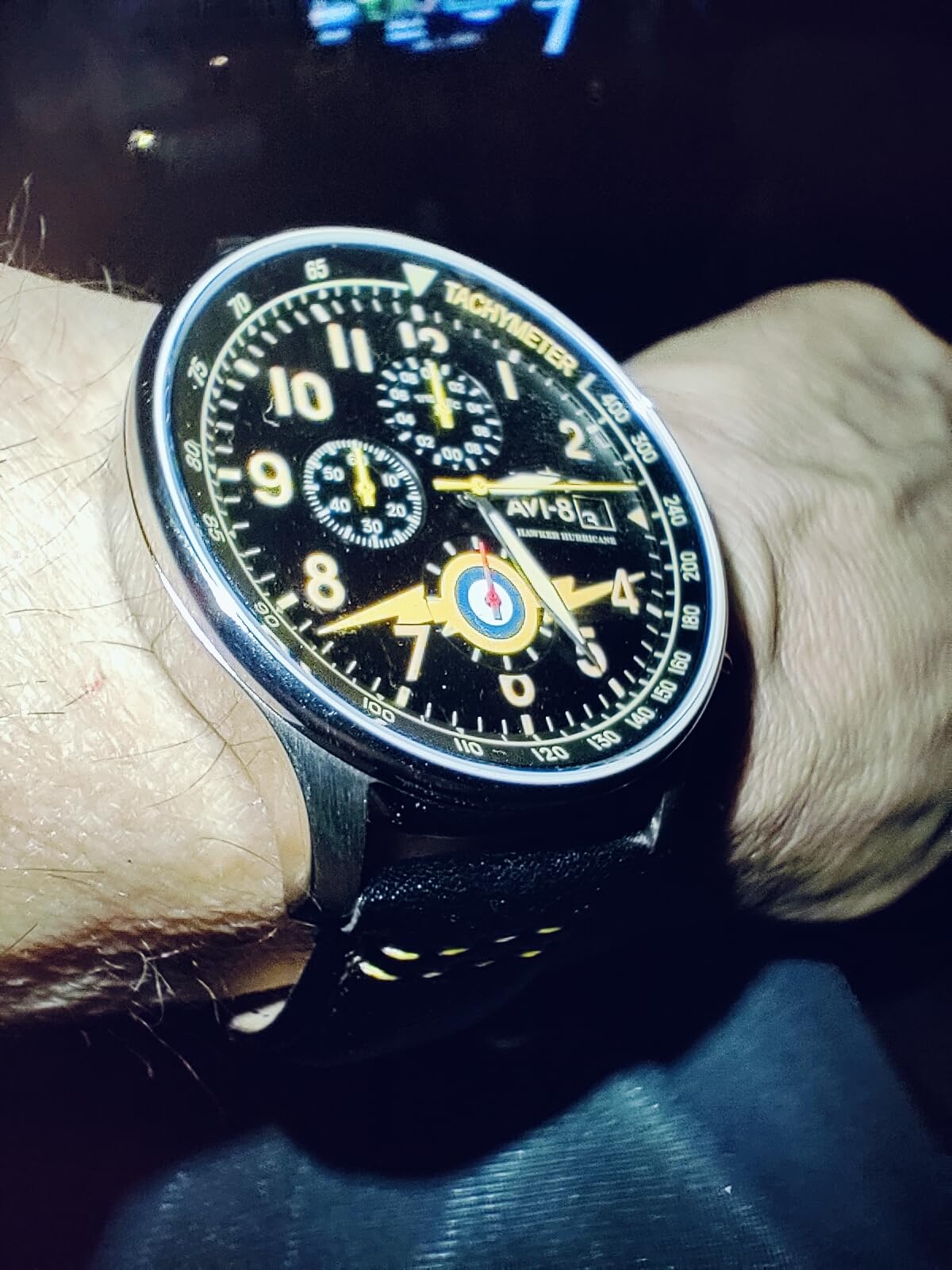 AVI-8 Hawker Hurricane Men's Pilot Watch – Classic Chronograph, Japanese Quartz Movement, Stainless Steel Case, Leather Strap, AV-4011 customer photo 1