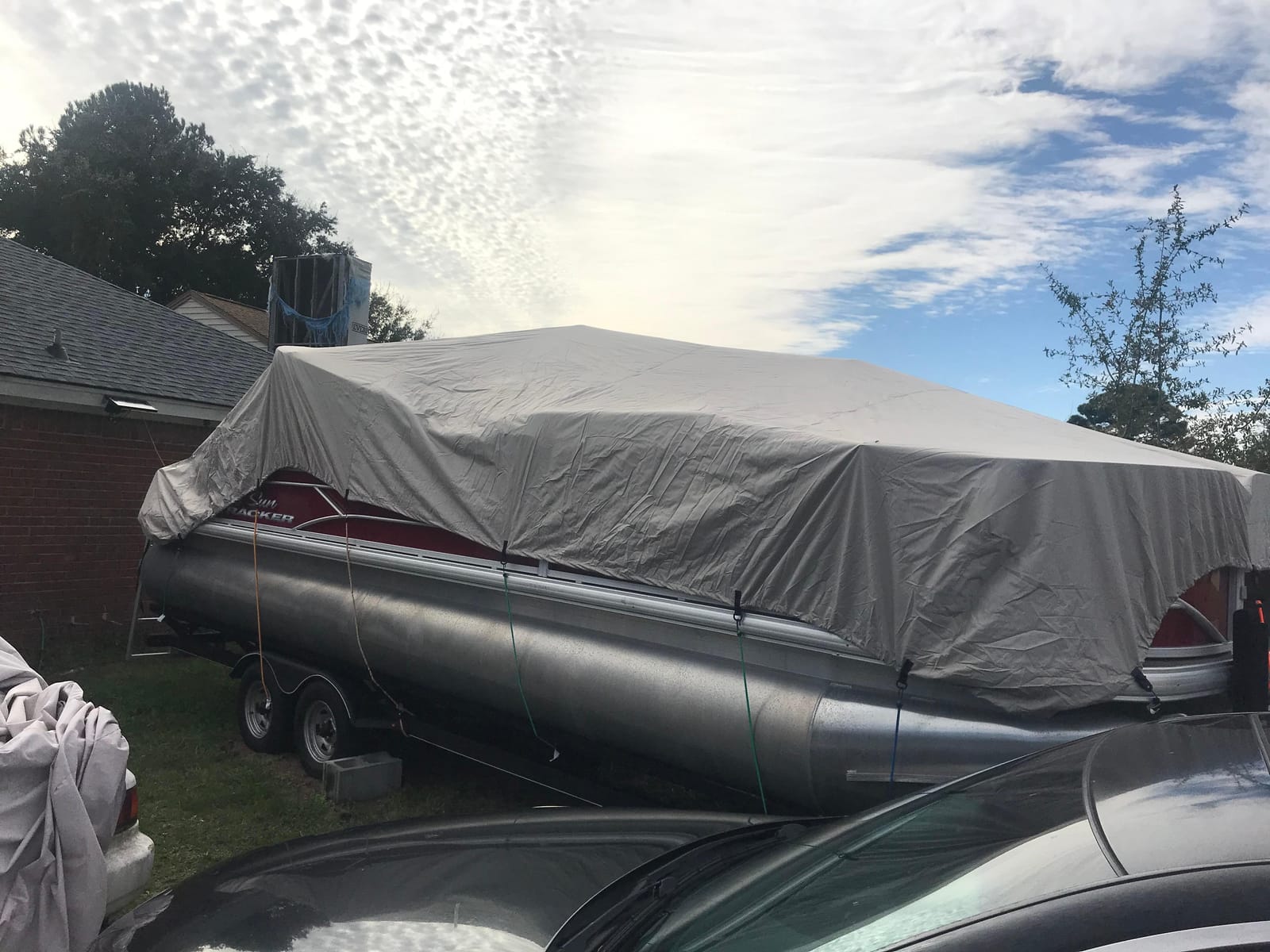Pyle Universal Boat Adjustable Storage Cover - 25'-28'L to 96” Pontoon Boats Protection Custom Heavy Duty Waterproof Polyester Fabric, Snap Strap, Elastic Cord, Bag customer photo 1