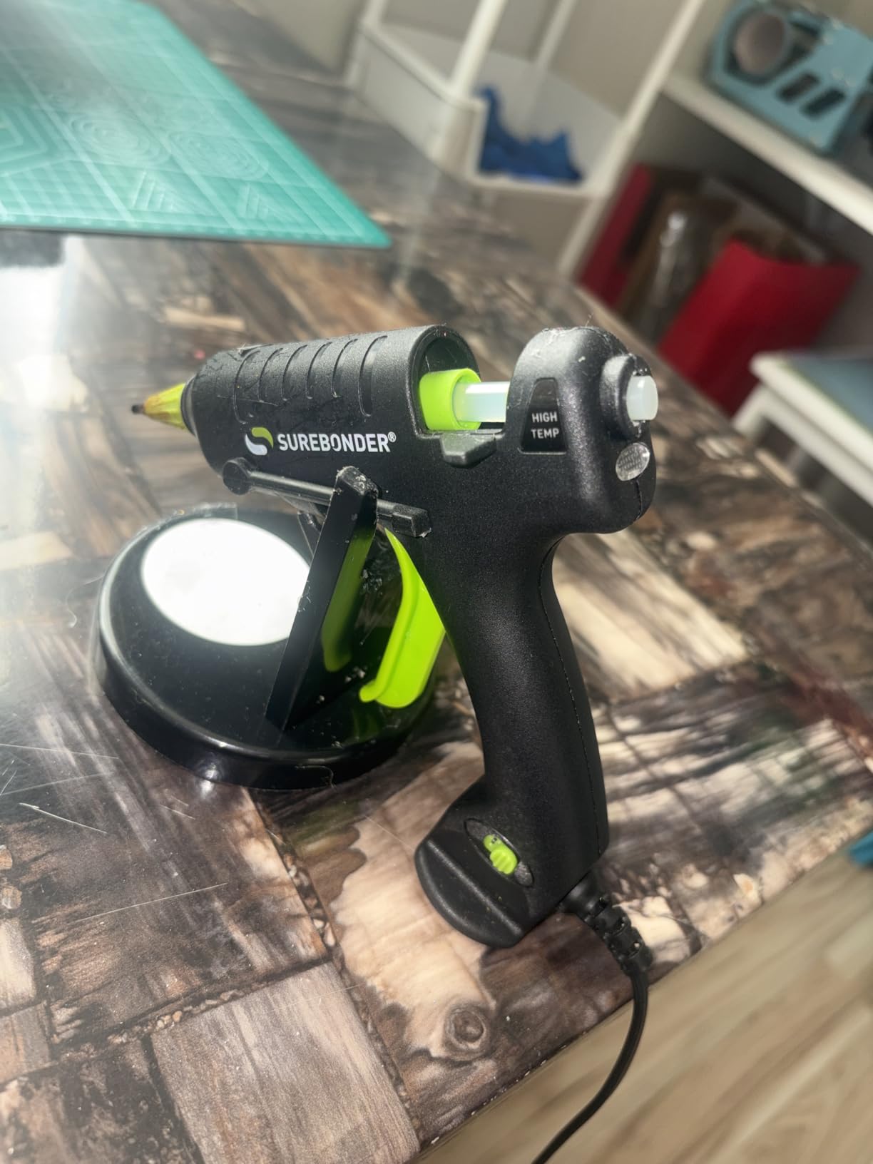 Surebonder Mini Hot Glue Gun with Fine Tip Nozzle - 20W High Temp Detail Tip Glue Gun for Crafts, DIY, & Repairs, Uses 7/16