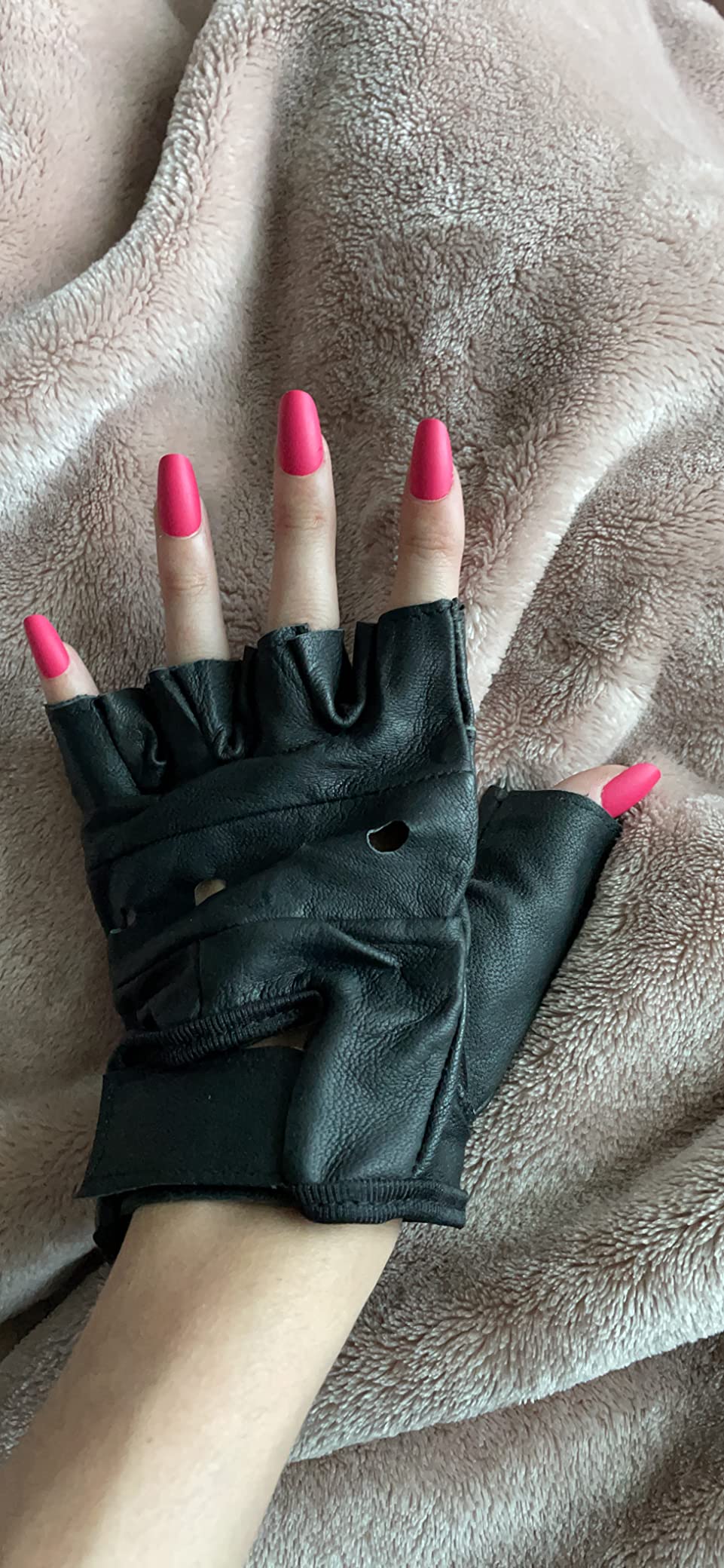 Milwaukee Leather SH216 Men's Black Leather Gel Padded Palm Fingerless Motorcycle Hand Gloves W/Breathable 'Open Knuckle' customer photo 1