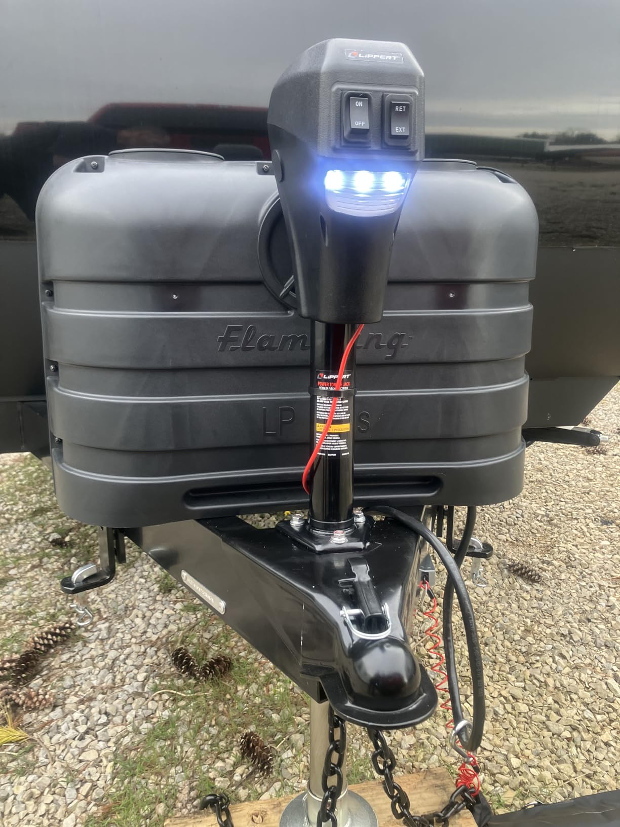 Lippert 3,500 lb Electric A-Frame Trailer Tongue Jack, Black, 285318 | 30A Motor, 18