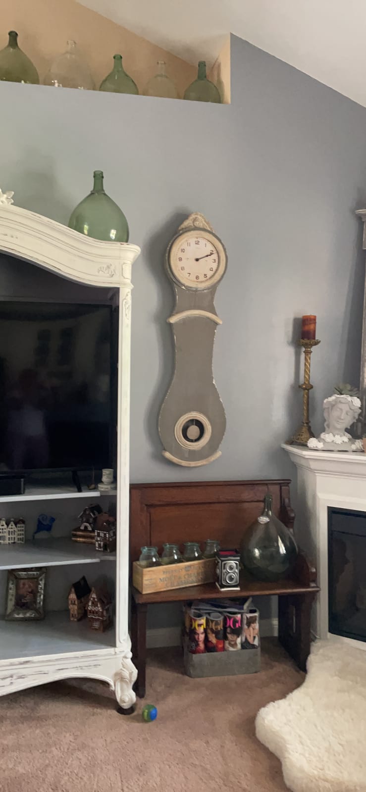 Creative Co-Op Distressed Grey Wood Grandfather Style Wall Clock customer photo 2