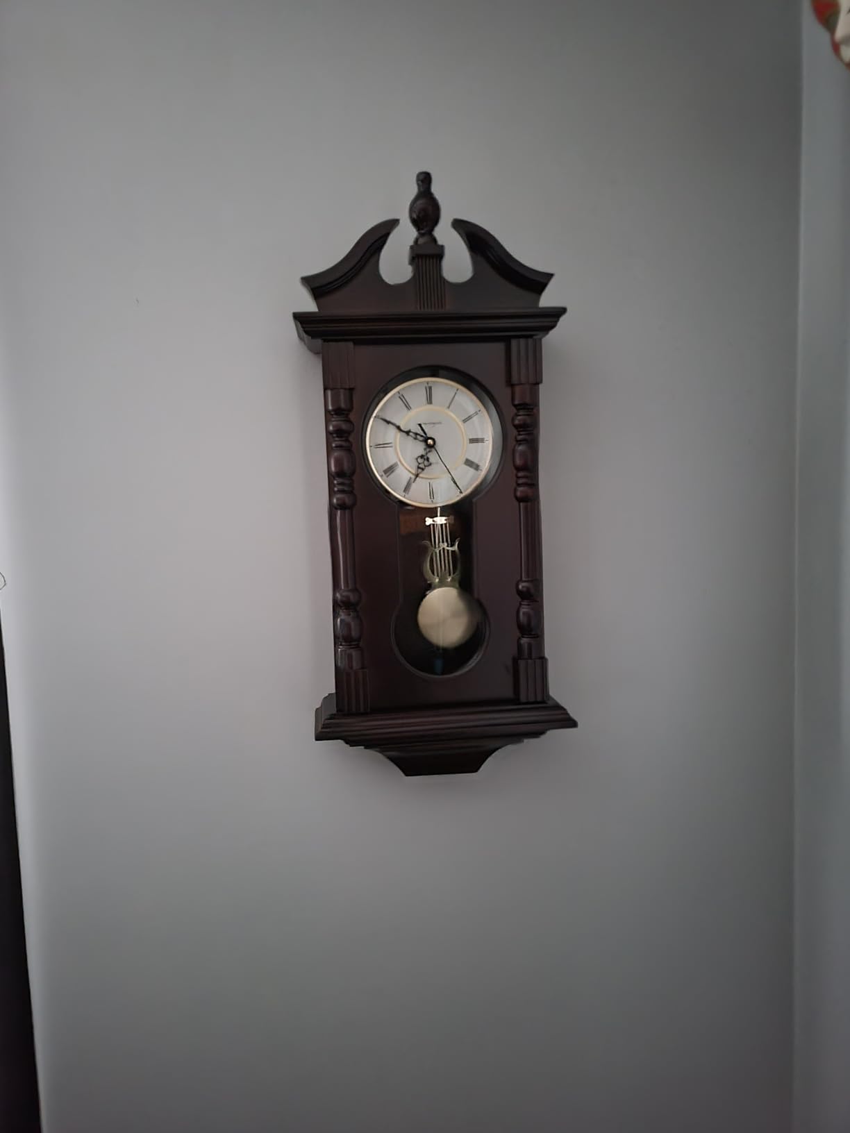 Wall Clocks: Grandfather Wood Wall Clock with Chime. Pendulum Wood Traditional Clock. Makes a Great Housewarming or Birthday Gift Wall Clock Chimes Every Hour with Westminster Melody customer photo 2