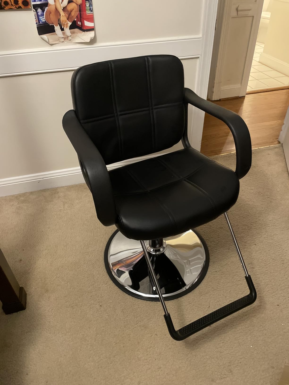 Salon Chair Hair Styling Chair with Swivel Hydraulic Pump for Barber Salon Equipment (Black) customer photo 1