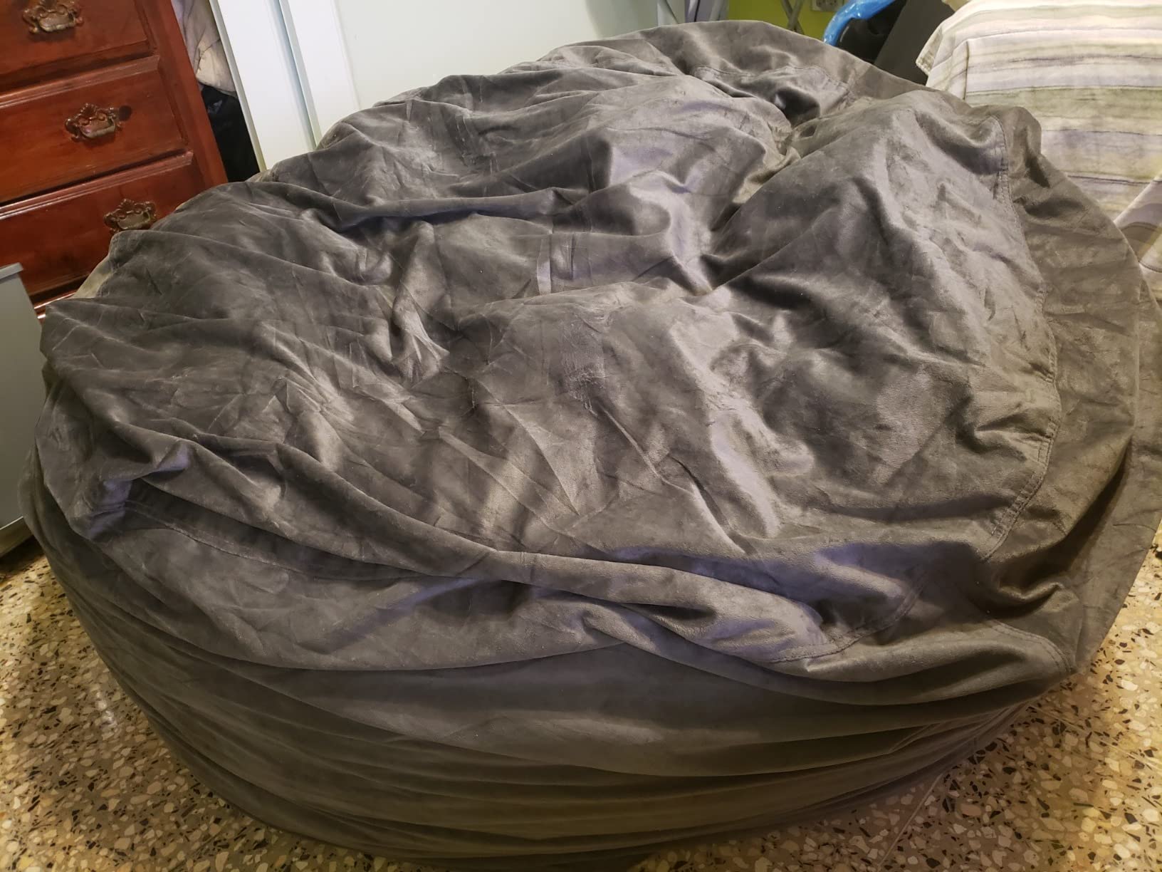 Chill Sack Bean Bag Chair - 5' Giant Memory Foam Lounge Chair with Soft Microfiber Cover – Cozy Furniture for Living Room, Dorm, & Kids' Rooms – Comfortable 5 Ft, Microsuede Lounge Sofa, Charcoal customer photo 2