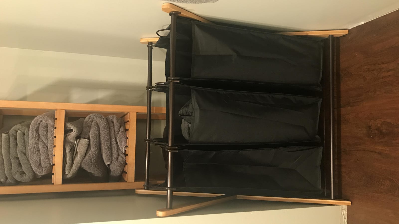 Oceanstar XBS1484 Bamboo 3-Bag Laundry Sorter Black, 29.75 in. H x 19.10 in. W x 27 in. customer photo 2